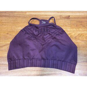 Athleta Halasana Macrame Bra Auberge Burgundy Cutout‎ Sports Bra Womens Large